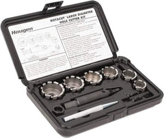 Hougen - 9 Piece, 7/8 to 1-1/2" Cutter Diam, 1/2" Cutting Depth, High Speed Steel Annular Cutter Set - Bright Finish, 1/2" Shank Diam, 7/8, 1, 1-1/8, 1-1/4, 1-3/8, 1-1/2" Cutter Diams - Exact Tool & Supply