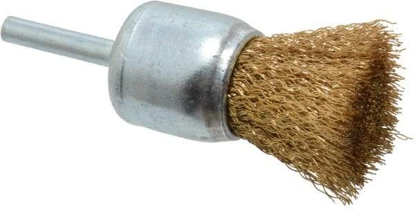 Value Collection - 1-1/4" Brush Diam, Crimped, End Brush - 1/4" Diam Shank, 4,500 Max RPM - Exact Tool & Supply