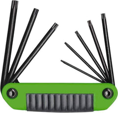 Eklind - 8 Piece T8 to T40 Steel Fold-Up Torx Key Set - T8, T10, T15, T20, T25, T27, T30, T40 Torx Size - Exact Tool & Supply