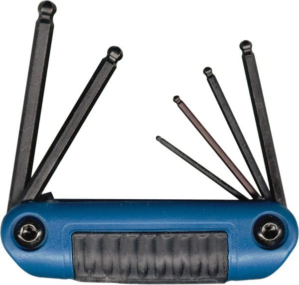 Eklind - 6 Piece Fold-Up Ball End Hex Key Set - Exact Tool & Supply