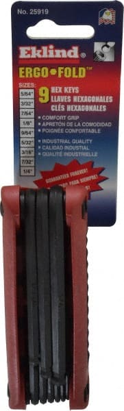 Eklind - 9 Piece Fold-Up Ball End Hex Key Set - Exact Tool & Supply