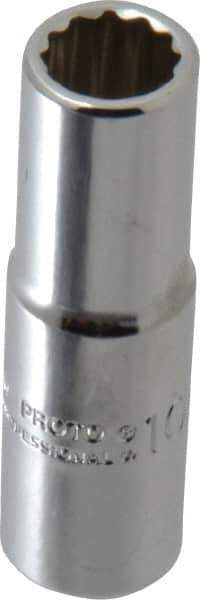 Proto - 3/8" Drive, Deep Hand Socket - 12 Points, 2-1/8" OAL, Chrome Finish - Exact Tool & Supply