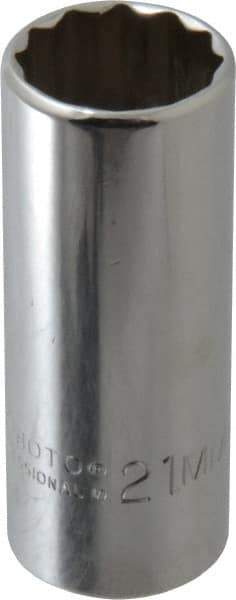 Proto - 3/8" Drive, Deep Hand Socket - 12 Points, 2-3/4" OAL, Chrome Vanadium, Chrome Finish - Exact Tool & Supply