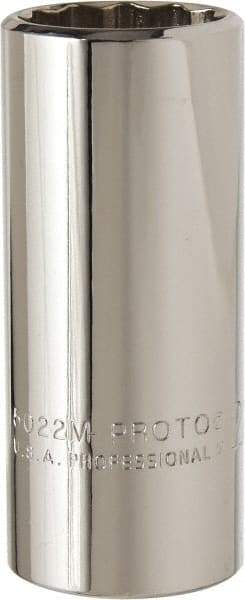 Proto - 3/8" Drive, Deep Hand Socket - 12 Points, 2-3/4" OAL, Chrome Vanadium, Chrome Finish - Exact Tool & Supply