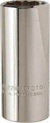 Proto - 3/8" Drive, Deep Hand Socket - 12 Points, 2-3/4" OAL, Chrome Vanadium, Chrome Finish - Exact Tool & Supply