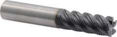 Niagara Cutter - 1/2" Diam, Fine Pitch, 1-1/4" LOC, 5 Flute Solid Carbide Corner Chamfer Roughing End Mill - TiAlN Finish, 3" OAL, 1/2" Shank Diam, Single End, Centercutting, 45° Helix - Exact Tool & Supply