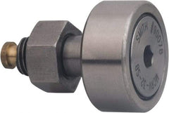 Accurate Bushing - 13mm Roller Diam x 9mm Width, 5mm Stud Diam x 13mm Length, Sealed Stud Cam Follower with Hex - Carbon Steel, 7.5mm Thread Length, M5 x 0.8 Thread, 23mm OAL, 4,600 N Dynamic Cap - Exact Tool & Supply