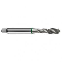 M10x1.5 6H 3-Flute Cobalt Green Ring Semi-Bottoming 40 degree Spiral Flute Tap-Bright - Exact Tool & Supply