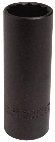 Proto - 7/8", 1/2" Drive, Deep Hand Socket - 12 Points, 3-1/4" OAL, Alloy Steel, Black Finish - Exact Tool & Supply