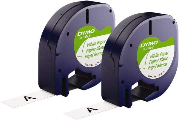 Dymo - 1/2" Wide x 156" Long, Black on White Paper Label Printer Cartridge - For DYMO Letratag Printers - Exact Tool & Supply