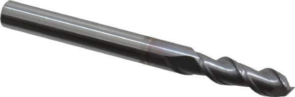 Niagara Cutter - 3/16", 9/16" LOC, 3/16" Shank Diam, 2" OAL, 2 Flute, Solid Carbide Square End Mill - Single End, TiCN Finish, Spiral Flute, 45° Helix, Centercutting, Right Hand Cut, Right Hand Flute, Series A245 - Exact Tool & Supply