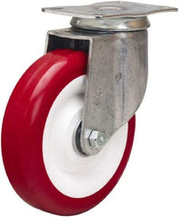 Hamilton - 5" Diam x 1-3/8" Wide x 6-1/16" OAH Top Plate Mount Swivel Caster - Polyurethane Mold on Polypropylene, 325 Lb Capacity, Sealed Precision Ball Bearing, 2-1/2 x 3-3/4" Plate - Exact Tool & Supply
