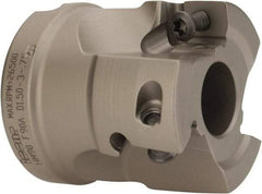 Iscar - 3 Inserts, 1-1/2" Cut Diam, 3/4" Arbor Diam, 0.56" Max Depth of Cut, Indexable Square-Shoulder Face Mill - 0/90° Lead Angle, 1.57" High, AD..1505.. & HM90 AD..1505.. Insert Compatibility, Series HM90 - Exact Tool & Supply