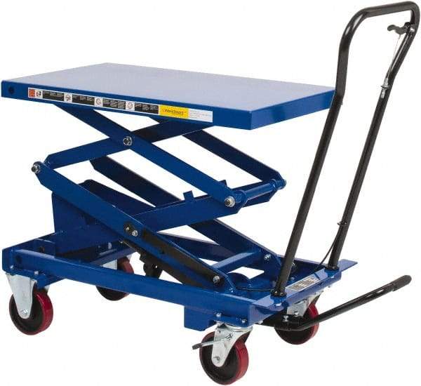 Value Collection - 800 Lb Capacity Hydraulic Scissor Elevating Cart - 15-1/2" to 50-3/4" Lift Height, 35-1/2" Platform Length x 20" Platform Width - Exact Tool & Supply