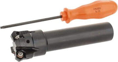 Kennametal - 45° Lead Angle, 39.93mm Max Cut Diam, 1-1/4" Min Cut Diam, 3.23mm Max Depth of Cut, Indexable Chamfer and Angle End Mill - 4 Inserts, HNGJ 0604ANENLD Insert Style, 132.08mm Overall Length, Through Coolant, Straight Shank - Exact Tool & Supply