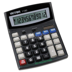 Victor - Calculators; Type: Desktop Calculator ; Type of Power: Solar/Battery ; Display Type: 12-Digit LCD ; Color: Black ; Display Size: 16mm ; Width (Decimal Inch): 5.9000 - Exact Tool & Supply