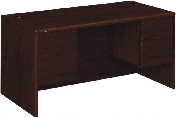 Hon - High Pressure Laminate Double Pedestal Desk - 60" Wide x 30" Deep x 29-1/2" High, Mahogany - Exact Tool & Supply
