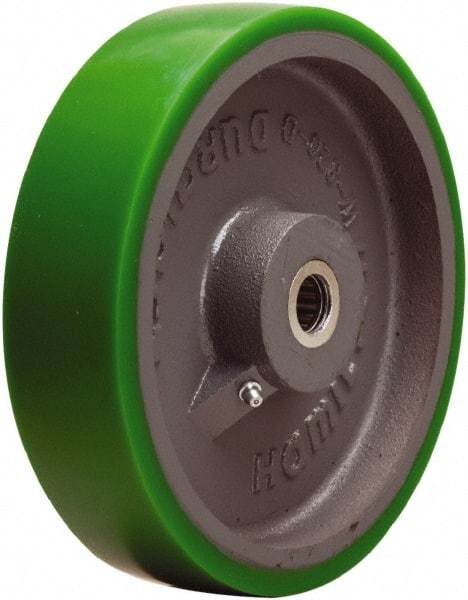 Hamilton - 8 Inch Diameter x 2 Inch Wide, Polyurethane on Cast Iron Caster Wheel - 1,500 Lb. Capacity, 2-1/4 Inch Hub Length, 5/8 Inch Axle Diameter, Straight Roller Bearing - Exact Tool & Supply