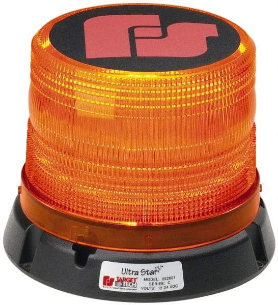 Federal Signal Emergency - Class I Candelas, 95, 120 & 60 FPM, Permanent 1" Pipe Mount Emergency LED Beacon Light Assembly - Powered by 12 to 24 Volts, Amber - Exact Tool & Supply