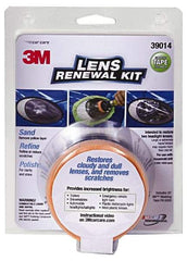 3M - 4 Piece Automotive Headlight Lens Restoration System Kit - Masking Tape, Sanding Discs, Polishing Pad, Compound - Exact Tool & Supply