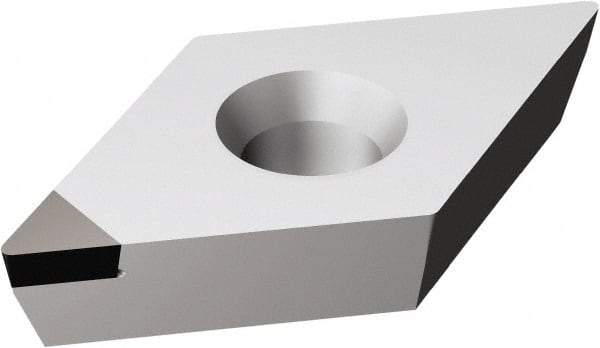 Sandvik Coromant - DCMW32.52 FP Grade CD05 Polycrystalline Diamond (PCD) Turning Insert - Uncoated, 55° Diamond, 3/8" Inscr Circle, 5/32" Thick, 1/32" Corner Radius - Exact Tool & Supply