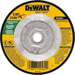 DeWALT - 24 Grit, 4-1/2" Wheel Diam, 1/8" Wheel Thickness, Type 27 Depressed Center Wheel - Silicon Carbide, Resinoid Bond, 13,300 Max RPM - Exact Tool & Supply