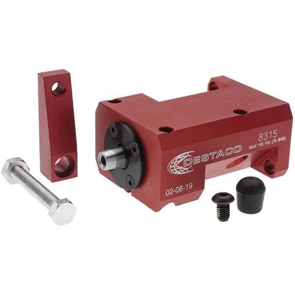 De-Sta-Co - 90 Lb Clamping Force, Right Hand Swing, 31.75mm Total Stroke, Single-Acting Pneumatic Swing Clamp - 1/8 NPT Port, 104.39mm Body Length x 38.1mm Body Width, 2.01 Cu In (Clamp), 2.26 Cu In (Unclamp), 130 Max psi - Exact Tool & Supply