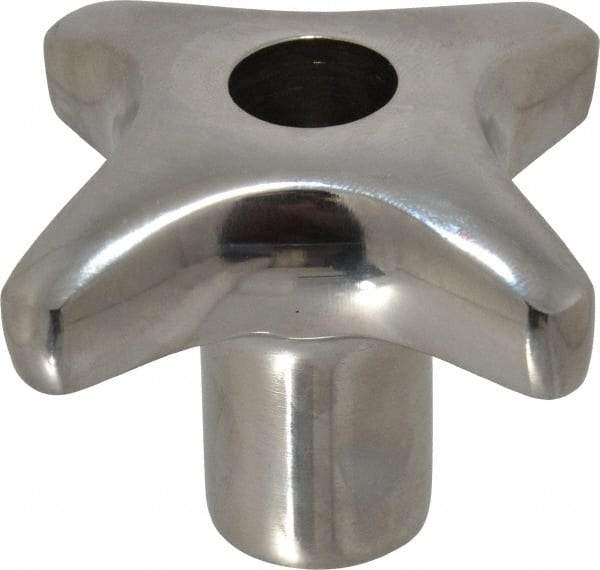 KIPP - 2.48" Head Diam, 4 Point Lobed Knob - 1/2-13 Hole, Stainless Steel - Exact Tool & Supply