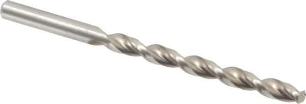 Chicago-Latrobe - Letter E (1/4) 135° High Speed Steel Jobber Drill - Bright Finish, Right Hand Cut, Parabolic Flute, Straight Shank, 4" OAL, Notched Point - Exact Tool & Supply