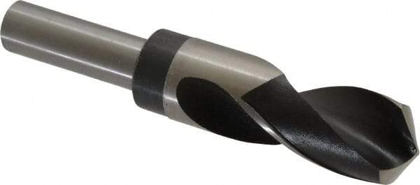 Hertel - 1-3/16" Drill, 118° Point, High Speed Steel Silver Deming & Reduced Shank Drill Bit - Oxide Finish, 6" OAL, Straight Shank, 3" Flute Length - Exact Tool & Supply