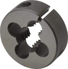 Cle-Line - 3/8-16 UNC Thread, 1" Outside Diam Carbon Steel Round Die - 3/8" Thick, Right Hand Thread, Adjustable - Exact Tool & Supply