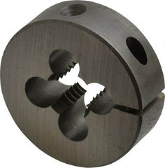Cle-Line - 7/16-14 UNC Thread, 1-1/2" Outside Diam Carbon Steel Round Die - 2" Thick, Right Hand Thread, Adjustable - Exact Tool & Supply