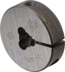 Cle-Line - #3-48 UNC Thread, 13/16" Outside Diam Carbon Steel Round Die - 1/4" Thick, Right Hand Thread, Adjustable - Exact Tool & Supply