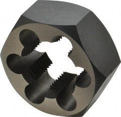 Cle-Line - 1-1/4 - 12 UNF Thread, 2-3/16" Hex, Hex Rethreading Die - Carbon Steel, 1" Thick, Series 0650 - Exact Tool & Supply