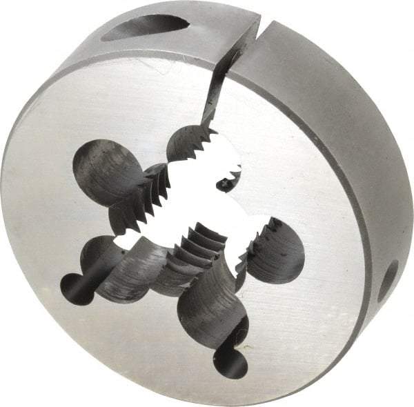 Cle-Line - 7/8-9 UNC Thread, 2-1/2" Outside Diam Carbon Steel Round Die - 3/4" Thick, Right Hand Thread, Adjustable - Exact Tool & Supply