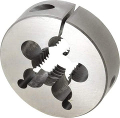 Cle-Line - 7/8-9 UNC Thread, 2-1/2" Outside Diam Carbon Steel Round Die - 3/4" Thick, Right Hand Thread, Adjustable - Exact Tool & Supply