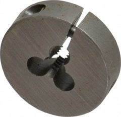 Cle-Line - #6-32 UNC Thread, 13/16" Outside Diam Carbon Steel Round Die - 1/4" Thick, Right Hand Thread, Adjustable - Exact Tool & Supply