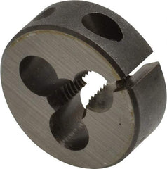 Cle-Line - 1/4-28 UNF Thread, 1" Outside Diam Carbon Steel Round Die - 3/8" Thick, Right Hand Thread, Adjustable - Exact Tool & Supply