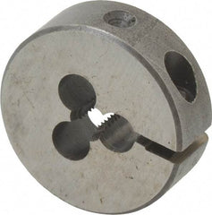 Cle-Line - #8-32 UNC Thread, 1" Outside Diam Carbon Steel Round Die - 3/8" Thick, Right Hand Thread, Adjustable - Exact Tool & Supply