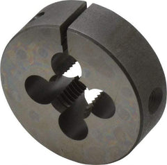 Cle-Line - 7/16-20 UNF Thread, 1-1/2" Outside Diam Carbon Steel Round Die - 2" Thick, Right Hand Thread, Adjustable - Exact Tool & Supply