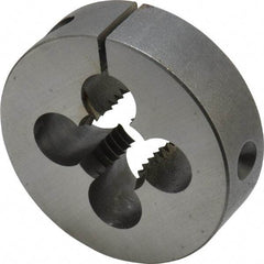 Cle-Line - 1/4-20 UNC Thread, 2" Outside Diam Carbon Steel Round Die - 5/8" Thick, Right Hand Thread, Adjustable - Exact Tool & Supply