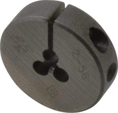 Cle-Line - #2-56 UNC Thread, 13/16" Outside Diam Carbon Steel Round Die - 1/4" Thick, Right Hand Thread, Adjustable - Exact Tool & Supply