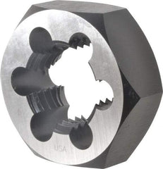 Cle-Line - 1-1/2 - 6 UNC Thread, 2-9/16" Hex, Hex Rethreading Die - Carbon Steel, 1" Thick, Series 0650 - Exact Tool & Supply