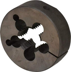 Cle-Line - 1-1/8 - 7 UNC Thread, 3" Outside Diam Carbon Steel Round Die - 1" Thick, Right Hand Thread, Adjustable - Exact Tool & Supply