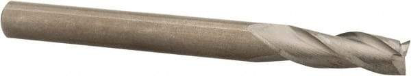 Hertel - 3/16", 9/16" LOC, 3/16" Shank Diam, 2" OAL, 3 Flute, Solid Carbide Square End Mill - Single End, Uncoated, 30° Helix, Centercutting, Right Hand Cut - Exact Tool & Supply