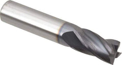 Hertel - 3/8", 5/8" LOC, 3/8" Shank Diam, 2" OAL, 4 Flute, Solid Carbide Square End Mill - Single End, AlTiN Finish, Spiral Flute, 30° Helix, Centercutting, Right Hand Cut, Right Hand Flute - Exact Tool & Supply