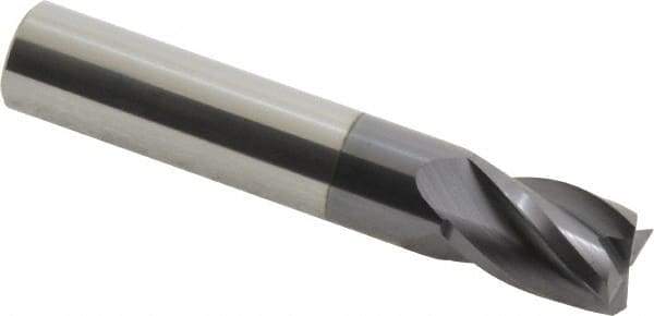 Hertel - 7/16", 5/8" LOC, 7/16" Shank Diam, 2-1/2" OAL, 4 Flute, Solid Carbide Square End Mill - Single End, AlTiN Finish, Spiral Flute, 30° Helix, Centercutting, Right Hand Cut, Right Hand Flute - Exact Tool & Supply