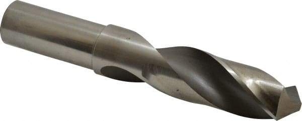 Hertel - 1-1/8" 118° High Speed Steel Screw Machine Drill Bit - Bright Finish, Right Hand Cut, 4" Flute Length, 6-3/8" OAL - Exact Tool & Supply