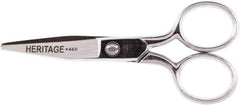 Heritage Cutlery - 1-3/4" LOC, 4-1/8" OAL Chrome Plated Standard Scissors/Shears - Right Hand, Steel Straight Handle, For Crafts - Exact Tool & Supply