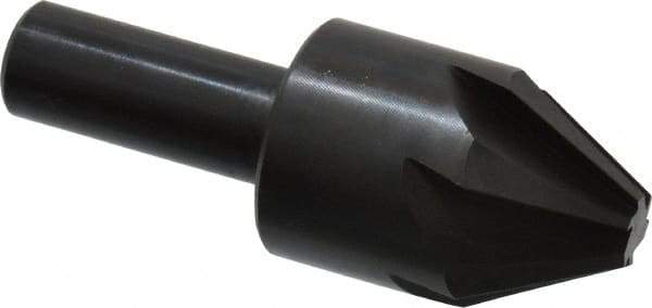 Hertel - 1" Head Diam, 1/2" Shank Diam, 6 Flute 60° High Speed Steel Countersink - 2-3/4" OAL, 0.328" Nose Diam, Straight Shank - Exact Tool & Supply